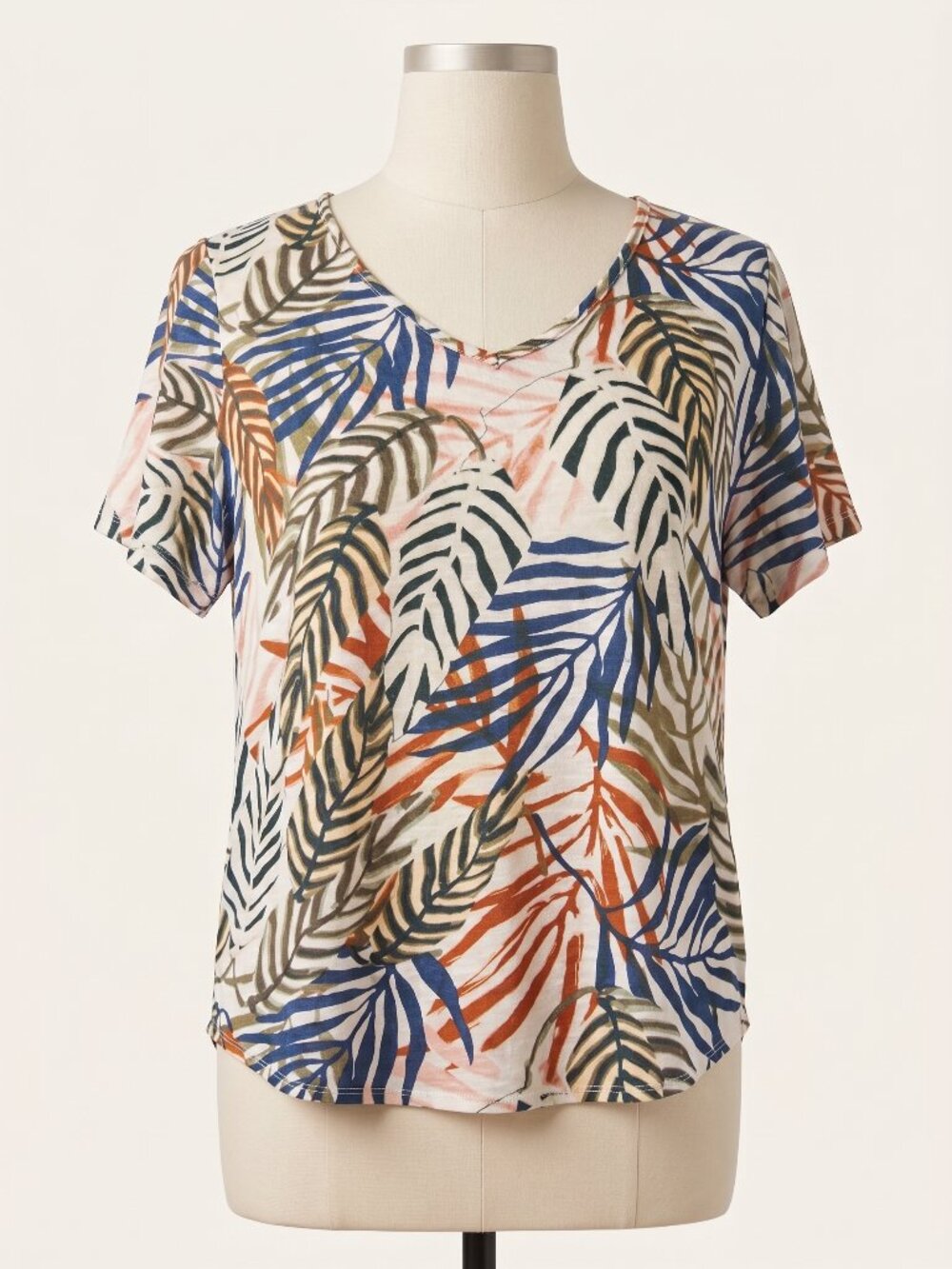 Tahari 100% Linen Tropical Leaf Print Tunic Blouse – Size 2xl